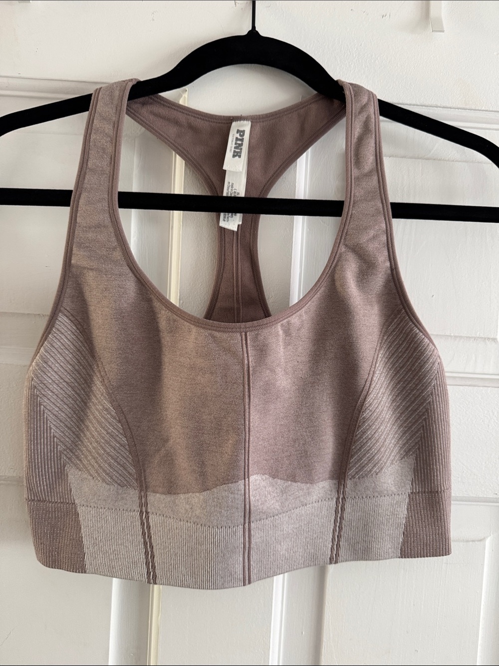 PINK Victoria's Secret Seamless Racerback Sports Bra - Mauve Taupe